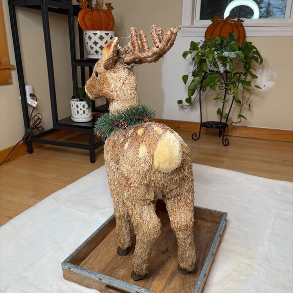 Pier 1 Imports Tall Bristle Straw Standing Deer Figurine Christmas Decoration - Picture 8 of 16